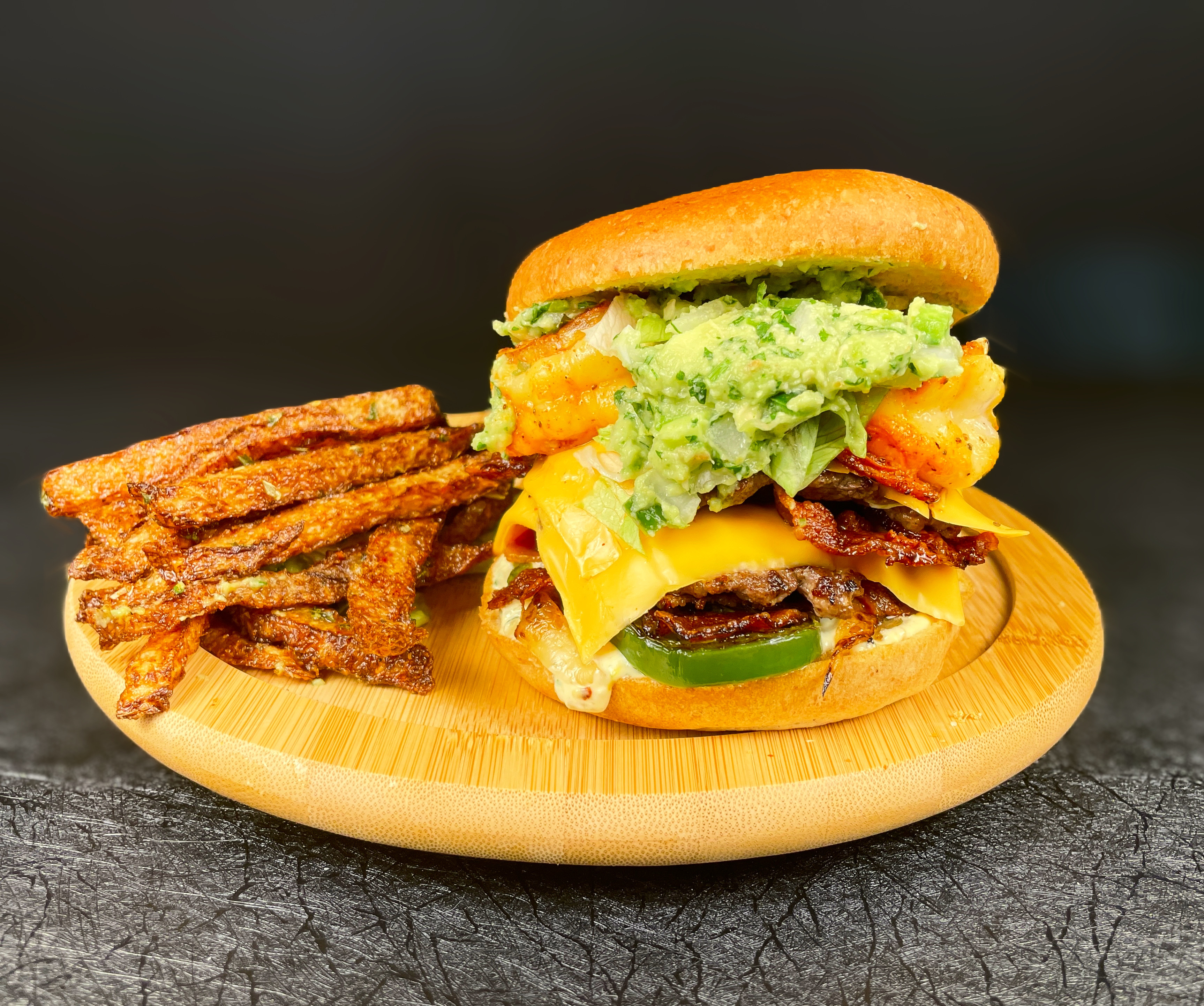 Bacon Avocado Surf & Turf Cheese Burger