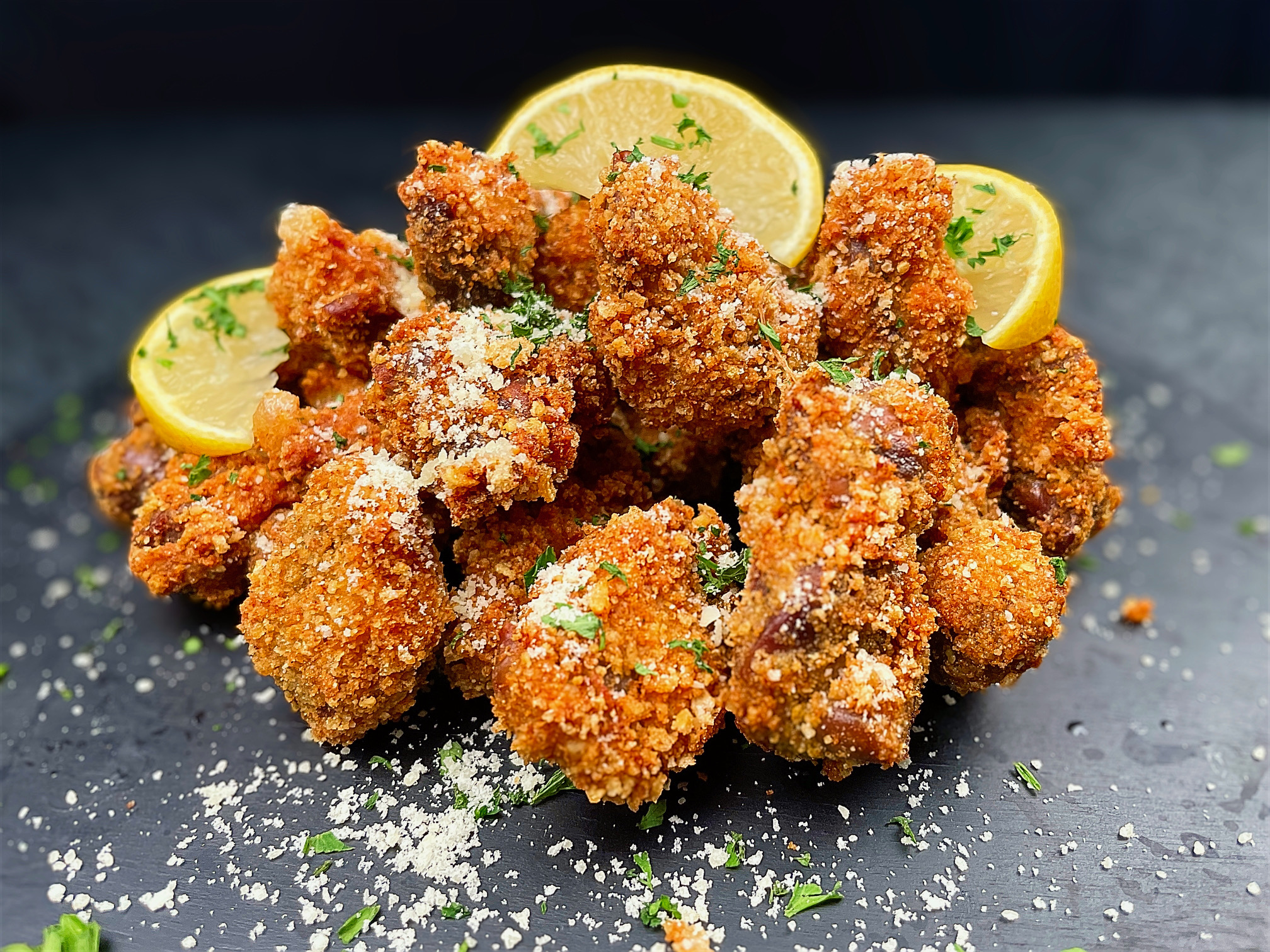 Keto Lemon Parmesan Fried Gizzards